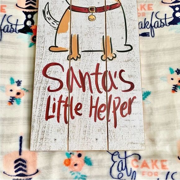 English Bulldog Seasonal Christmas “Santa’s Helper” Dog Wood Wall Hanging Decor - Picture 5 of 7